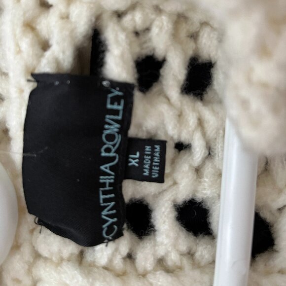 NWT cynthia rowley open knit button down sweater cardigan cream XL - Picture 5 of 6